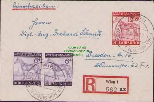 B17060 DR Deutsches Reich Sondermarke 857 858 SST Wien Großer Preis 1943 Dresden