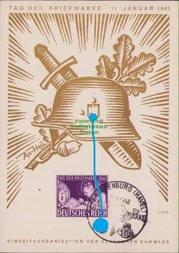 B17040 Deutsches Reich 811 Gedenkkarte Tag der Briefmarke 1942 Brandenburg Havel