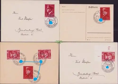 B17039 Deutsches Reich 4x Karte Brief Sondermarke SST 772 763 813 763