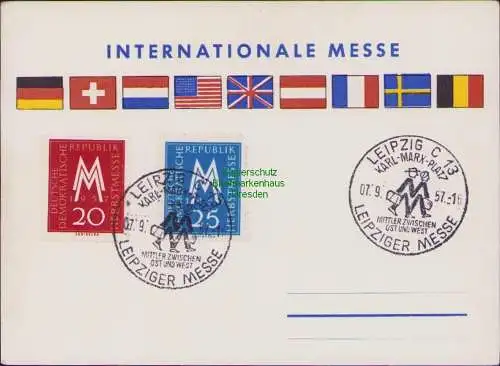 B17030 Erinnerungs Postkarte Internationale Messe Leipziger Herbstmesse 1957