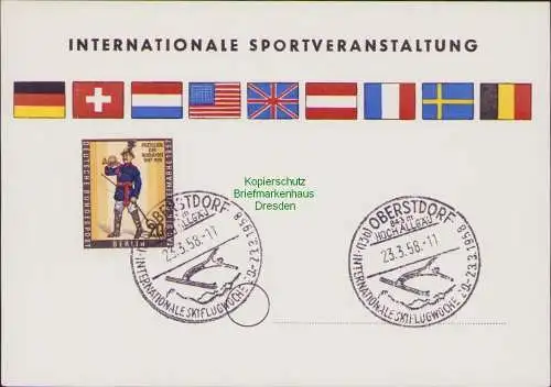 B17027 Postkarte Oberstorf Allgäu Internationale Skiflugwoche 1958