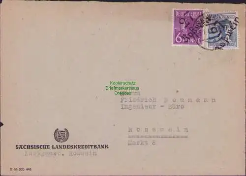 B17023 SBZ Bezirkshandstempel Roßwein Ortsbrief 5.7.48