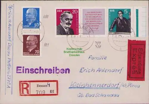 B17010 Brief DDR 893 - 894 Zdr. Georgi M. Dimitrow Einschreiben Eilboten kein An