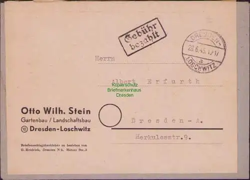 B17005 Brief SBZ Gebühr bezahlt Dresden Lochwitz Ortsbrief 28.6.45
