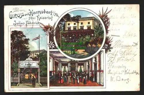 146340 AK Hermsdorf Mark Hotel Kaiserhof 1899 Julius Fähnrich