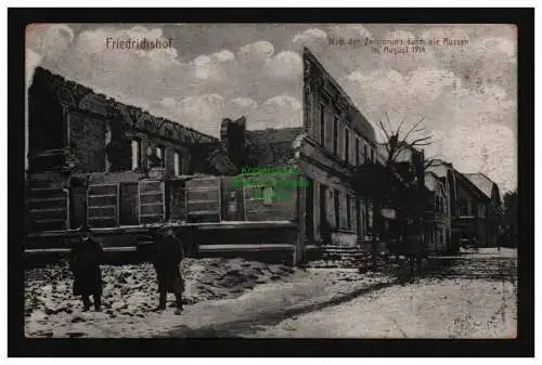136010 Ansichtskarte Friedrichshof Königsberg Samland Ostpreußen Russland 1914 Ruinen Zensu
