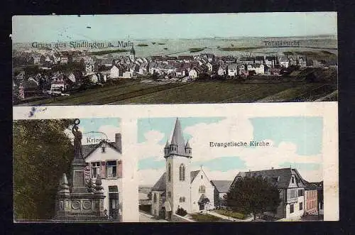 101085 Ansichtskarte Frankfurt Sindlingen am Main 1914 Kirche Kriegerdenkmal