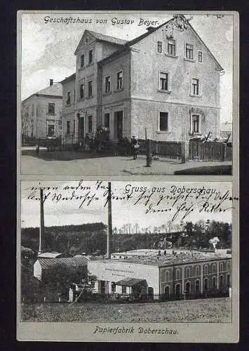 101300 Ansichtskarte Doberschau Papierfabrik Geschäftshaus Beyer 1909 Singwitz