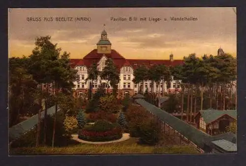 100816 Ansichtskarte Beelitz Mark Pavillon B III Liege- und Wandelhallen um 1920