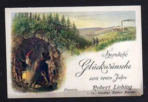 100637 Ansichtskarte Chemnitz Robert Liebing Glückwunsch zum neuen Jahr Bergbau Stollen Zwe