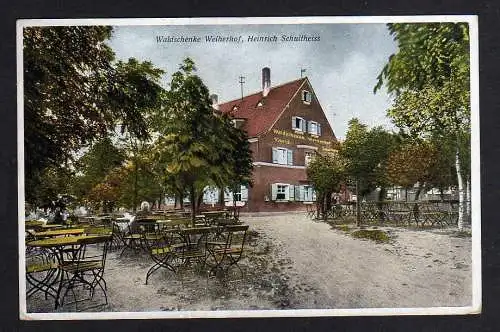 100715 Ansichtskarte Waldschenke Weiherhof Post Zirndorf Zirndorfer Bier Metzgerei Schulthe