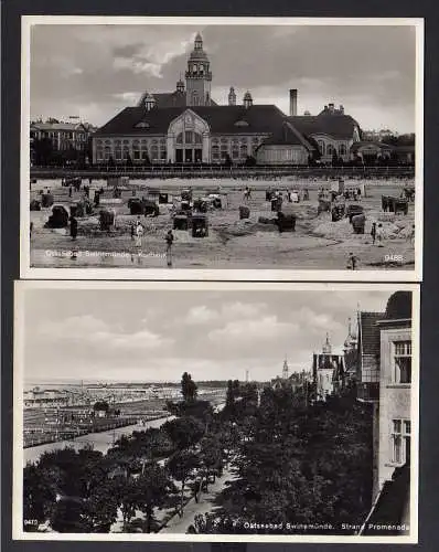 100812 2 Ansichtskarte Ostseebad Swinemünde KurhausStrand Promenade Fotokarte