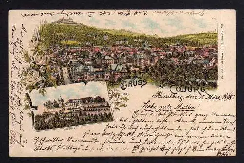 100732 Ansichtskarte Coburg Litho Festung Panorama 1898