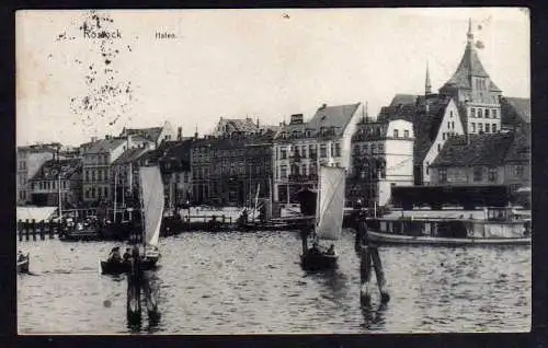 100878 Ansichtskarte Rostock Hafen 1916 Feldpost