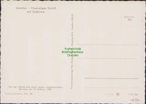 B16984 DDR 525 seltene Maximumkarte 1956 Ehemaliges Schloß mit Hofkirche