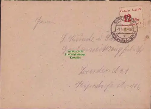 B17002 Brief Lokalausgabe Spremberg 6 Bedarf nach Dresden -1.3.46 1946