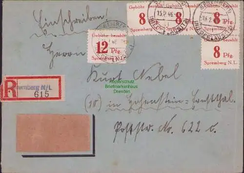 B16975 Lokalausgabe Spremberg 1946 Einschreiben nach Hohenstein-Ernstthal