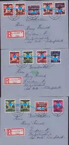 B17212 Generalgouvernement 3x R-Brief ex 14 - 31 Krakau 1 nach Dresden