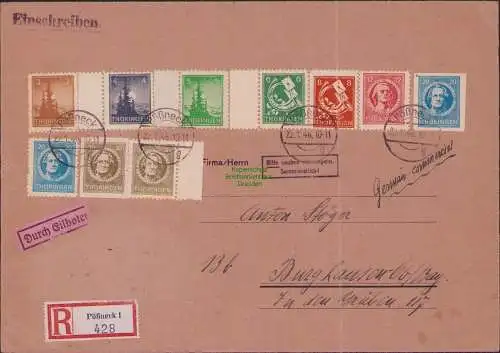B17232 SBZ Satzbrief 92 - 99 A/B Pößneck 22.1.46 1946 Einschreiben 428 Eilboten