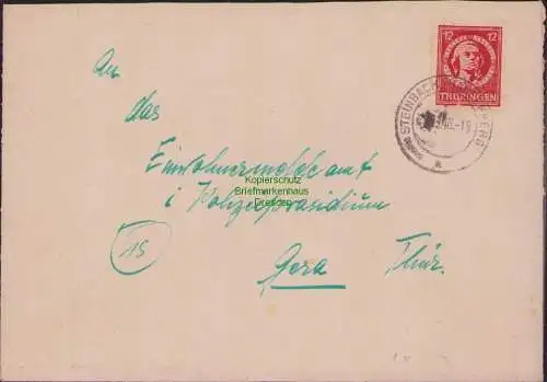 B17251 Brief SBZ Thüringen Steinbach-Hallenberg an Einwohnermeldeamt Gera 1946