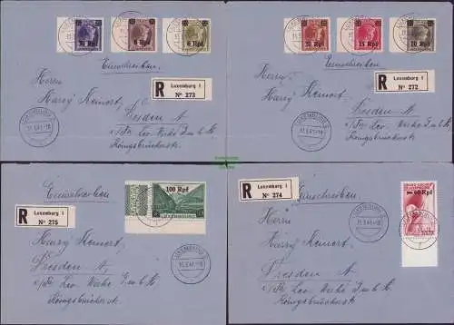 B17228 Besetzungsausgaben II. Weltkrieg Luxemburg 17 - 32 8x R-Brief 1941