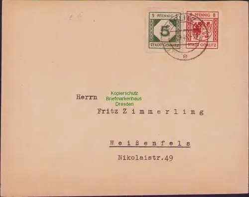 B16974 Lokalausgabe Görlitz Brief 4.9.45 1, 3 gepr. Ströh BPP nach Weißenfels
