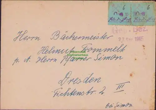 B16977 Lokalausgabe Großräschen Bedarf Notstempel Geb. bez. 27. Sept. 1945
