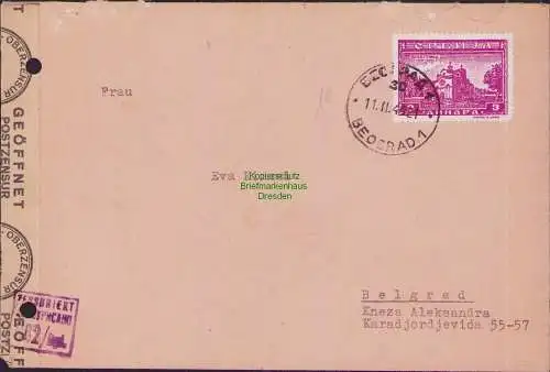 B16986 Deutsch Besetzung Serbien Belgrad 1944  mit Zensur Oberzensur Ortsbrief