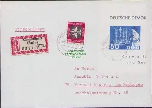 B16996 DDR 1963 Einschreiben Brief Klingenthal mit 950 aus Block 18