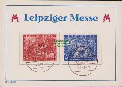 B16993 SBZ 230 231 Leipziger Früjahrsmesse 1949 Gedenkblatt DV M 194/Z 5807