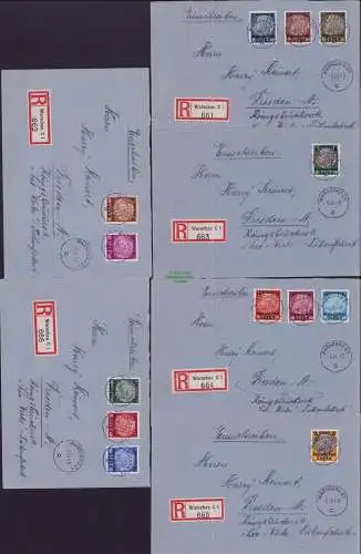 B17213 Generalgouvernement 1-13 auf 6x R-Brief Warschau nach Dresden