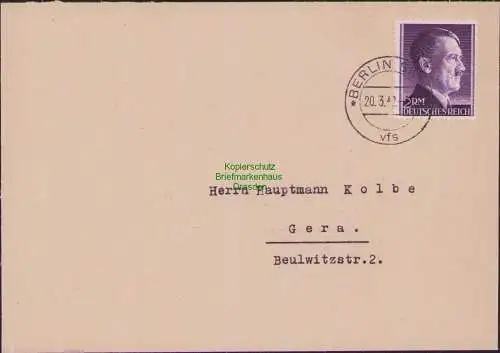 B16716 Deutsches Reich 1942 800 A FDC Berlin SW 68 Versandstelle vfs 2.- Hitler