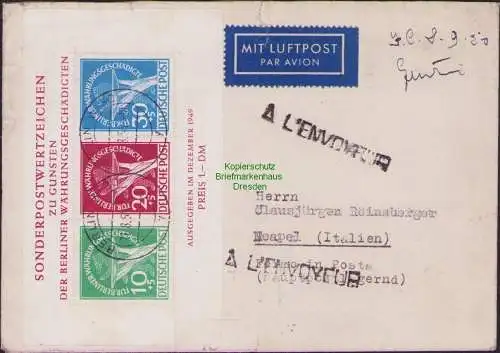 B16715 Westberlin WB Block 1 echt gelaufener Brief nach Neapel Italien 1950 Rom