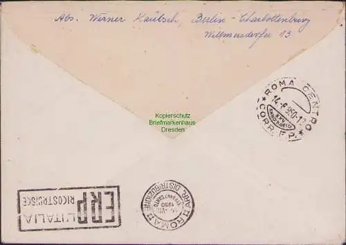 B16715 Westberlin WB Block 1 echt gelaufener Brief nach Neapel Italien 1950 Rom