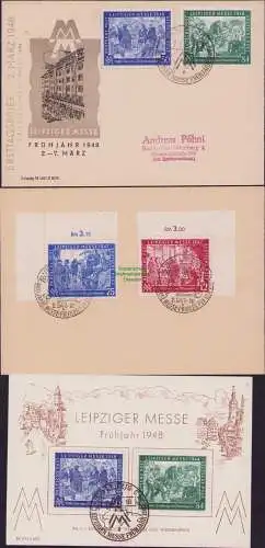 B16756 Alliierte Besetzung Herbstmesse 1947 Frühjahrsmesse 1948 Gedenkblatt FDC