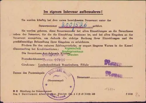 B16831 DDR Nauen 1950 Drucksache Propaganda Stempel Einheit Frieden Aufbau