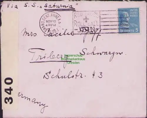 B16804 Brief USA 1939 ins Deutsches Reich doppelte Zensur US Opened by Censor