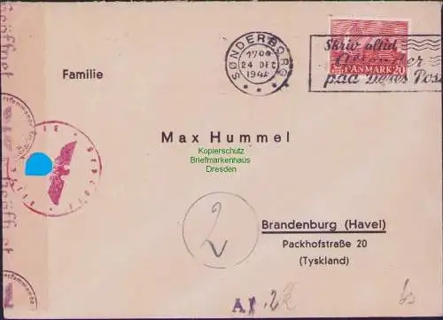 B16821 Brief Dänemark Sonderborg ins Deutsches Reich 1944 Zensur OKW Ober