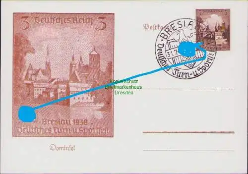 B16835 DR Deutsches Reich Maximumkarte 665 Breslau 1938 Turn und Sportfest