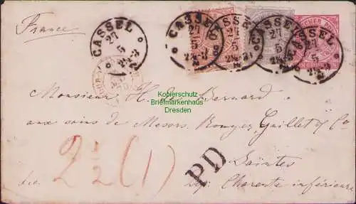 B16961 NDP Norddeutsche Postbezirk schöne Dreifarben Frankatur Cassel 1870 nach