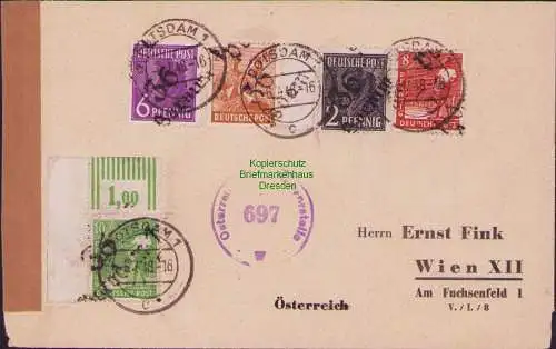 B16924 R-Brief SBZ Bezirkshandstempel Bezirk 36 Bornim / Potsdam Ö. Zensur