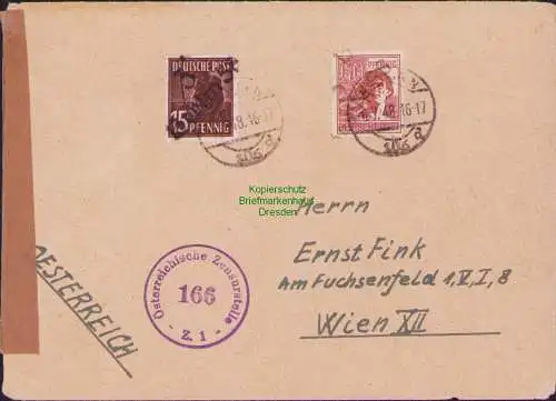 B16925 R-Brief SBZ Bezirkshandstempel Bezirk 3 Berlin 58 Österreichische Zensur