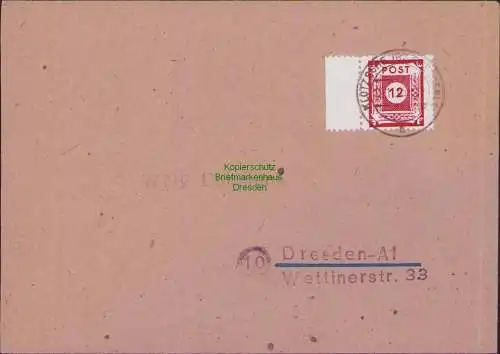 B16943 SBZ 1945 Postmeistertrennung Dresden Klotzsche 46 F Vollstempel Brief