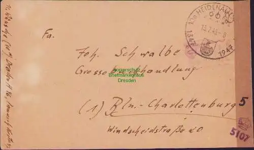 B16919 R-Brief SBZ Bezirk 14 britische Zensur 5107 Gebühr Bezahlt 13.7.48 1948