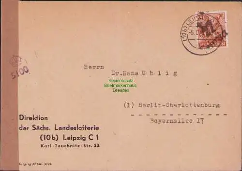 B16917 R-Brief SBZ Bezirkshandstempel Bezirk 27 Leipzig britische Zensur 5100