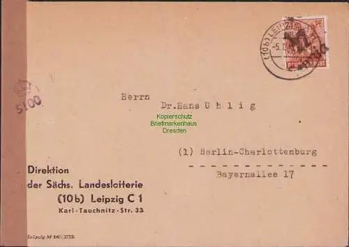 B16917 R-Brief SBZ Bezirkshandstempel Bezirk 27 Leipzig sowjetische Zensur 5100