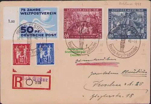 B16723 DDR Brief 242 243-244 SBZ 240-241 24.12. 1949 Weihnachten Plauen  Dresden