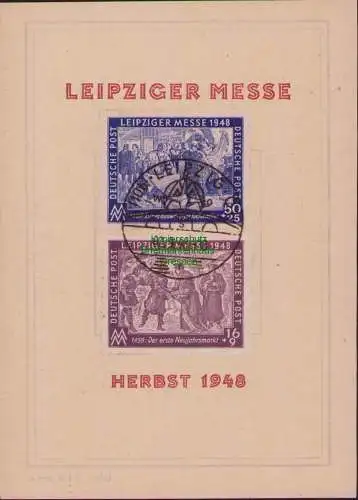 B16755 SBZ 198 199 nicht häufiges Gedenkblatt Leipziger Messe Herbst 1948