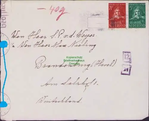 B16819 Brief Niederlande ins Deutsches Reich um 1940 Zensur OKW Oberkommando