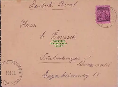 B16807 Brief SBZ 16 Rostock n. Furtwangen Zensur Military Censorship 10111 1945